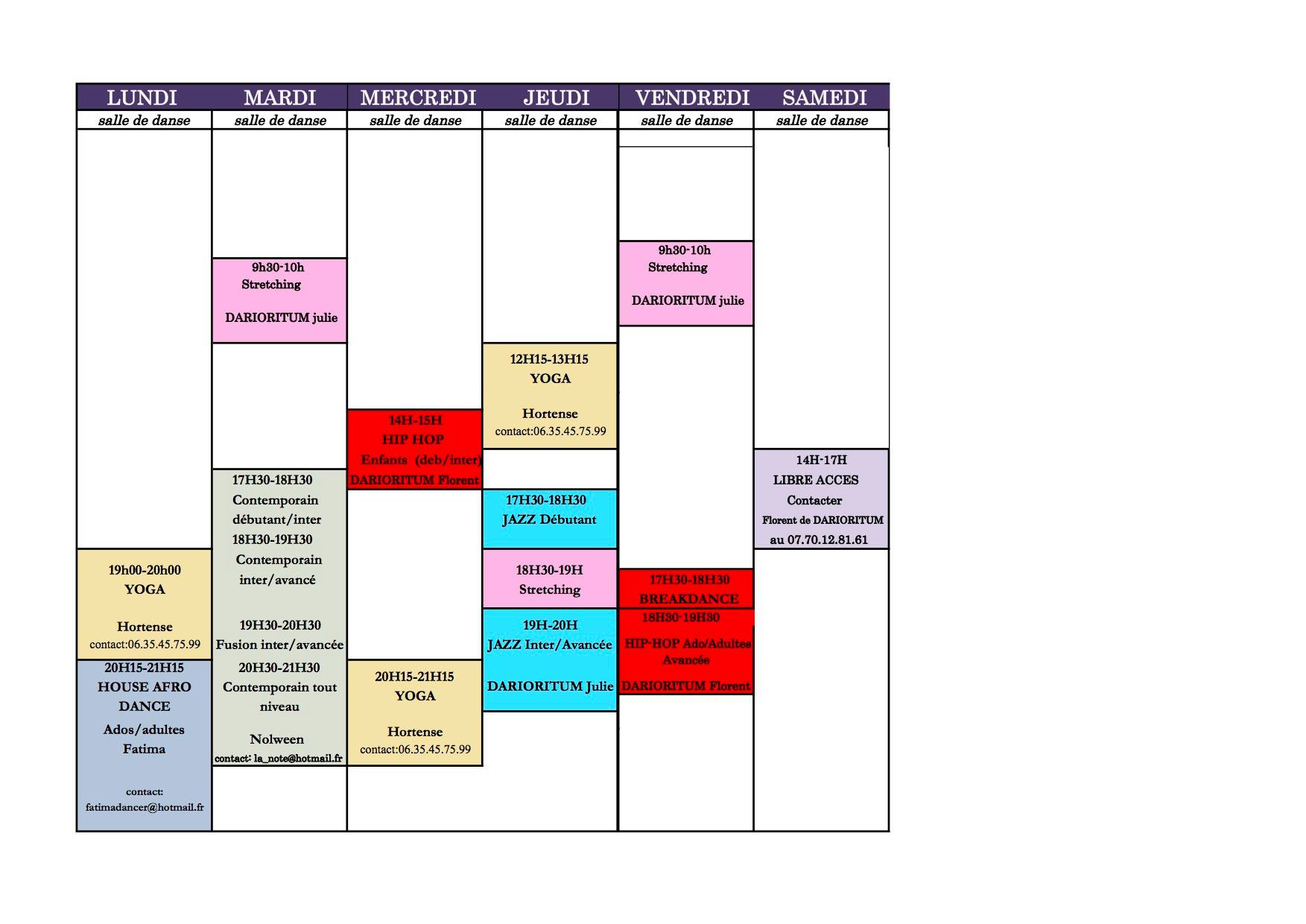 planning danse darioritum